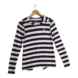 Abercrombie Kids Striped‎ Hooded Long Sleeve size 11/12 Maroon/White